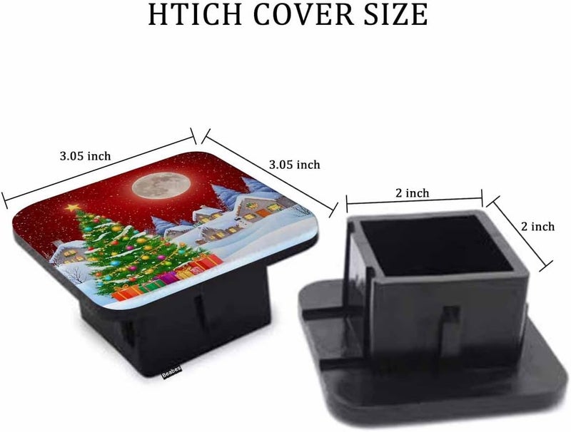 Beabes Trailer Hitch Cover 2 Inch Christmas, Christmas Trees Snowy Winter Heavy-Duty Tow Rear Receivers Plug Covers, 2" Rubber Towing Hitch Cover for Trucks Cars SUVs Sedans, Red - Image 2